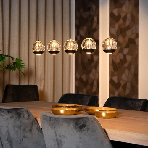 Lucide SENTUBAL - Hanglamp - LED Dimb. - 5x5,3W 2700K - Zwart - sfeer 1